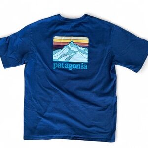 Patagonia Men’s Medium Navy Blue Logo Graphic Print Short Sleeve T-Shirt